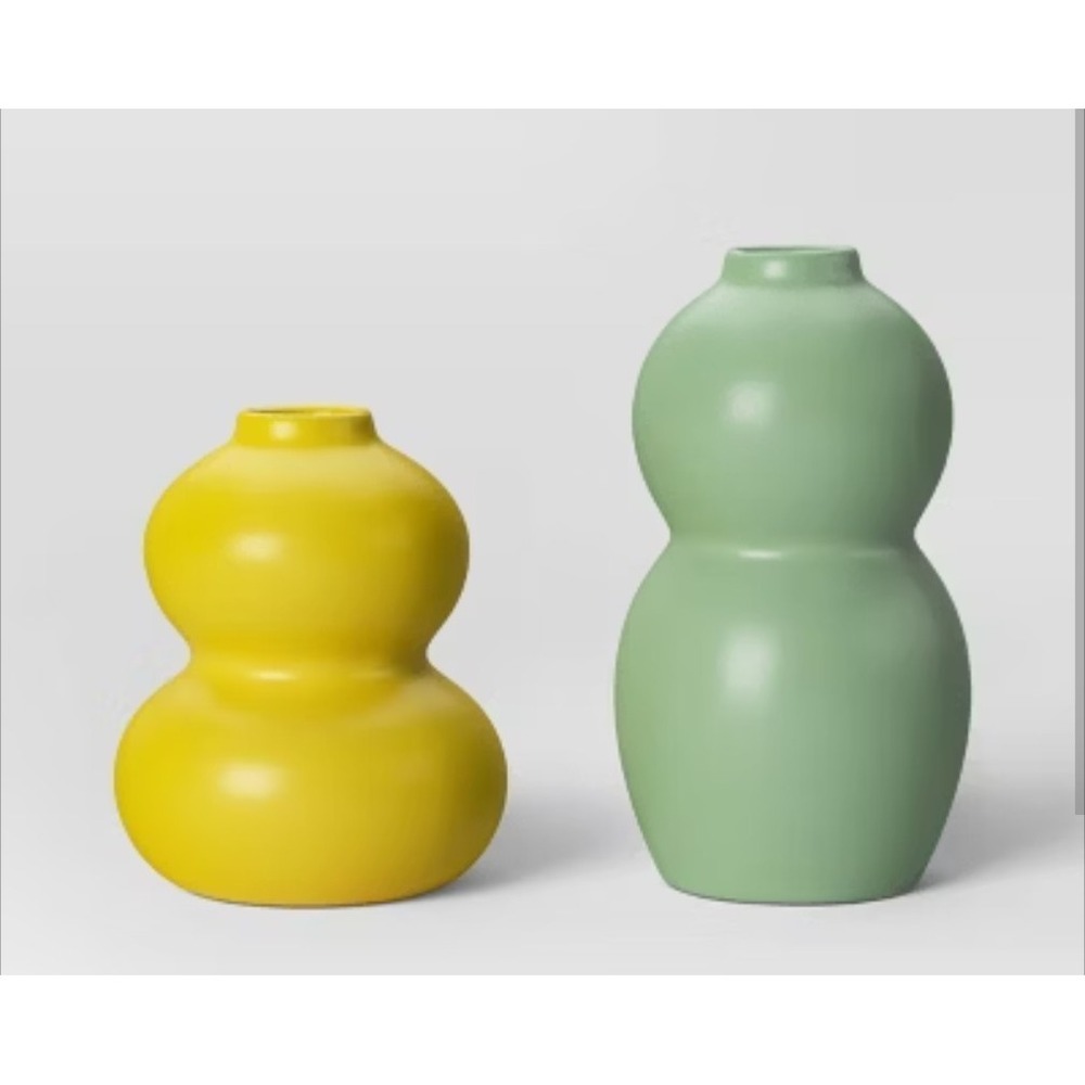 2pk Gourd Shaped Bud Vase green - Room Essentials, NEW